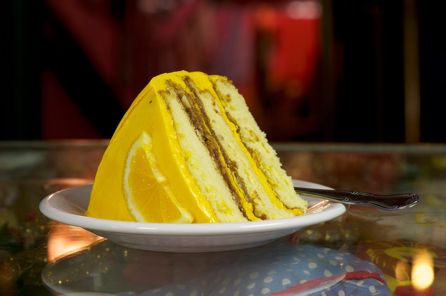slice orange crunch Famous Orange Crunch Cake at the Bubble Room restaurant on Captiva Island